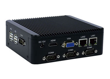 좋은 가격 4 COM RS232 산업 Fanless 소형 PC 입장 출구 맨끝을 위한 Fanless 끼워넣어진 컴퓨터 6 USB 온라인